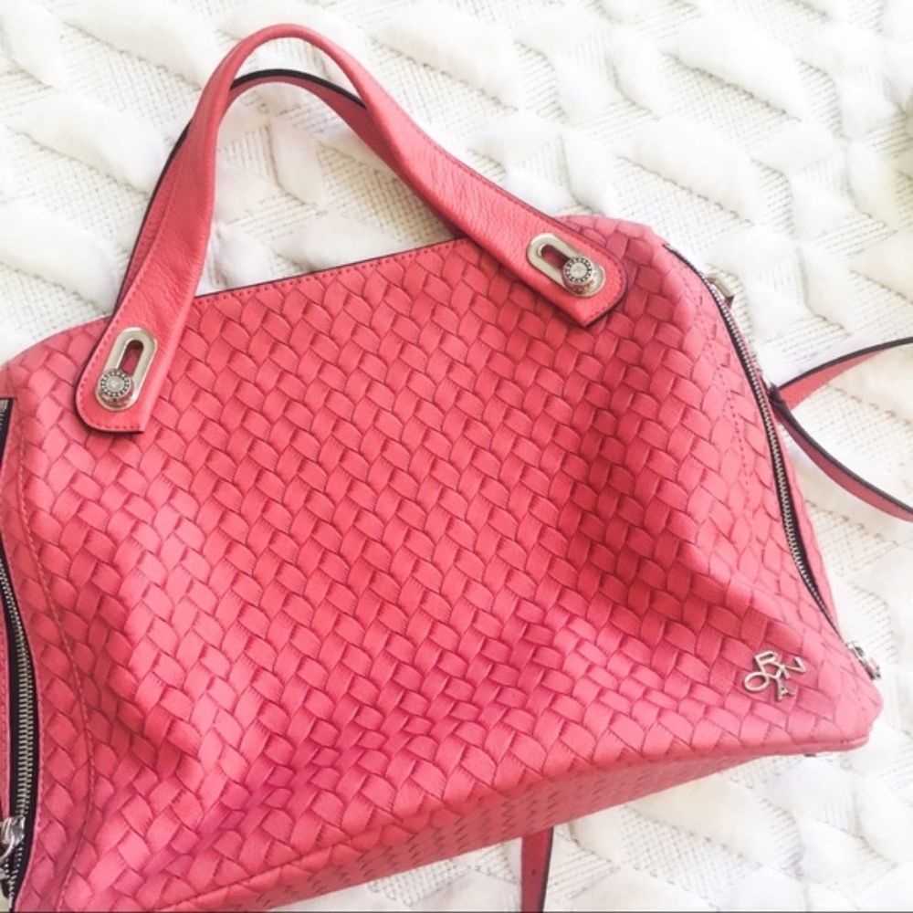 Kaley Emboss-Woven Leather Satchel NWOT - Picture 3 of 6
